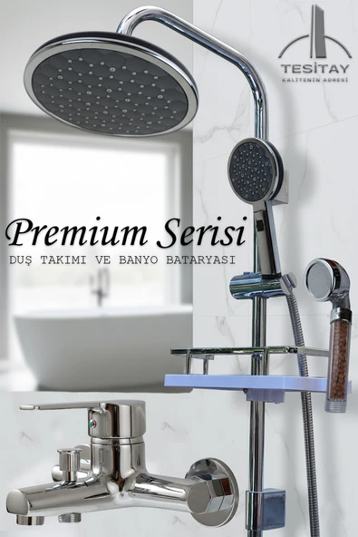 Geniş Şampuanlıklı Robot Duş Takımı ve Ağır Lüks Banyo Bataryası Premium Serisi Musluk Armatür ürün görseli 1