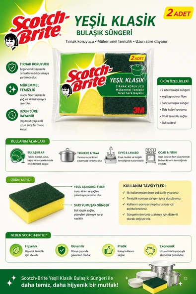 Scotch Brite Bulaşık Süngeri 2'li - Resim 2