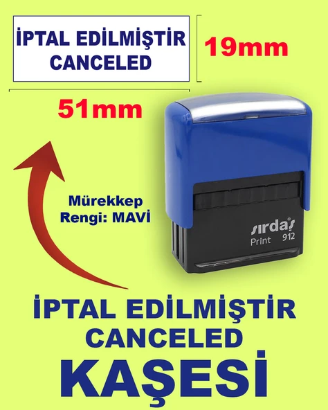 İptal Edilmiştir Canceled Kaşesi, 912 (19mmx51mm) Mavi Keçeli Otomatik Kaşe ürün görseli 1