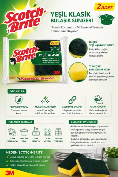 Scotch Brite Bulaşık Süngeri 2'li ürün görseli 1