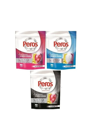 Peros Pratik Matik Çamaşır Deterjanı Kapsülü - Tableti 78 Adet (3PK*26) (Karma Set) ürün görseli 1