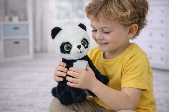 Peluş Cam Gözlü Hayvanlar 25 cm - Panda - Resim 2