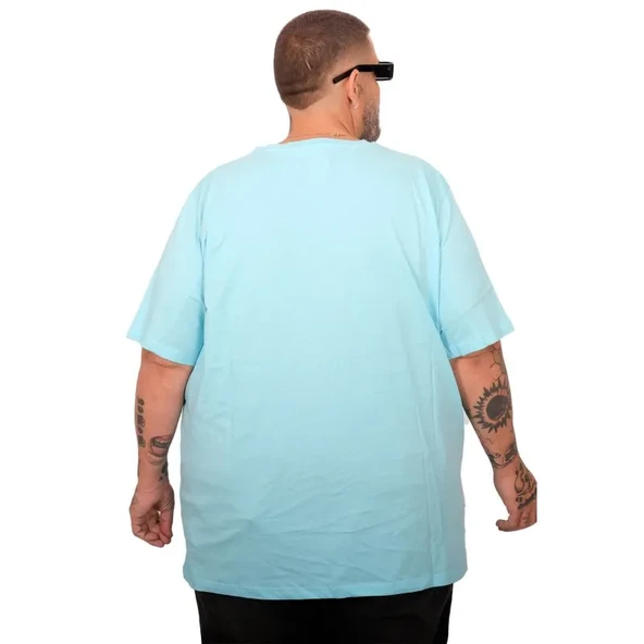 Büyük Beden  Bisiklet Basic Tshirt 20031 turkuaz - Resim 4