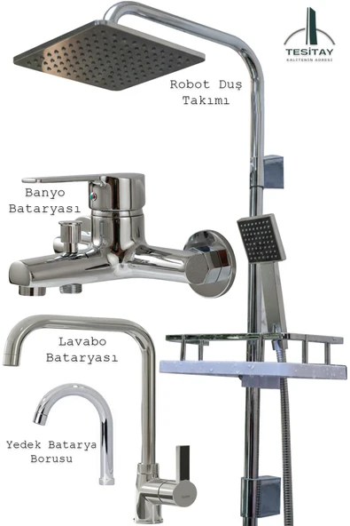 Banyo Lavabo Bataryaları ve Geniş Sabunluklu Robot Duş Seti Pier Serisi ürün görseli 1