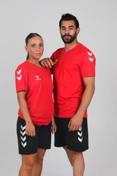 Hummel Armin Pamuklu Bisiklet Yaka Tişört Kırmızı ürün görseli 1
