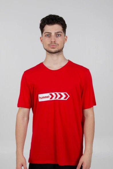 Hummel Armin Pamuklu Antrenman Tişört Kırmızı Baskılı ürün görseli 1