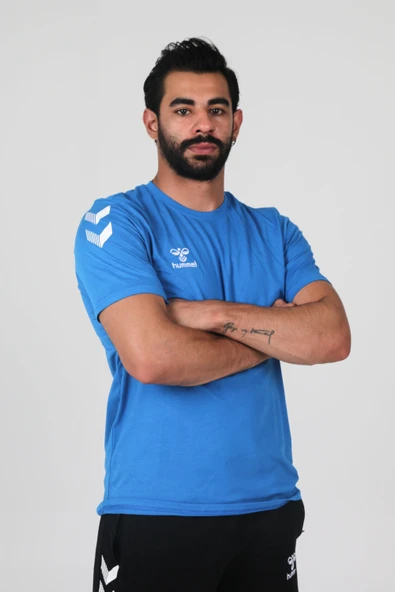 Hummel Armin Pamuklu Bisiklet Yaka Tişört Saks Mavi ürün görseli 1