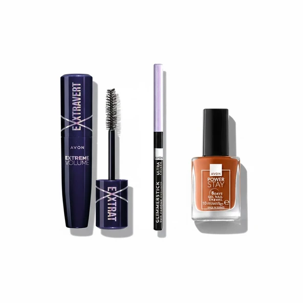 Avon Maskara+Oje+Göz Kalemi seti ürün görseli 1