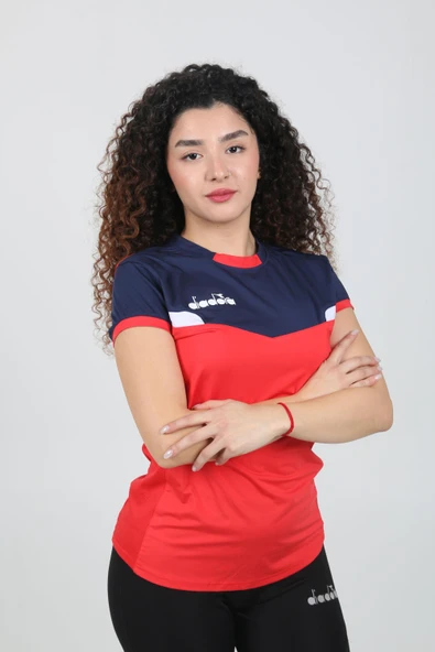 Diadora Aris Kadın Tişört Kırmızı Lacivert ürün görseli 1