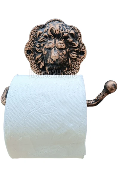 El Yapımı Pirinç Aslan Tuvalet Kağıtlığı Bakır ürün görseli 1