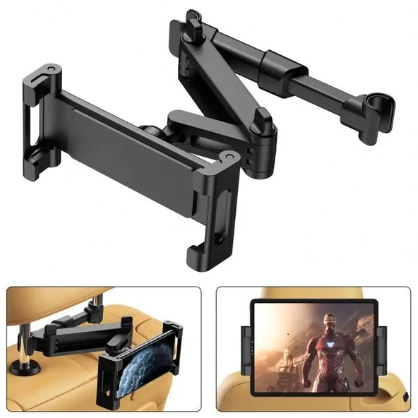 Araç Koltuk Arkası Telefon ve Tablet Tutucu  360 Derece Ayarlanabilir  5 ve 14 inç Uyumlu  iPad, Tablet, Nintendo Switch Destekli ürün görseli 1