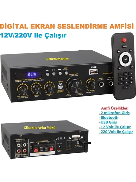 Digital Ekran Seslendirme Amfisi (Usb/sd/uk Bluetooth Eko-2 Mik. girişli) ürün görseli 1