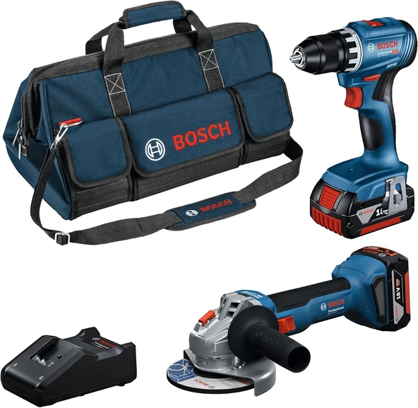 Bosch GSR 18V-45 Akülü Vidalama + GWS 18V-8 Akülü Taşlama 2x4.0Ah Akülü Kombo Set - 0615A5007N ürün görseli 1