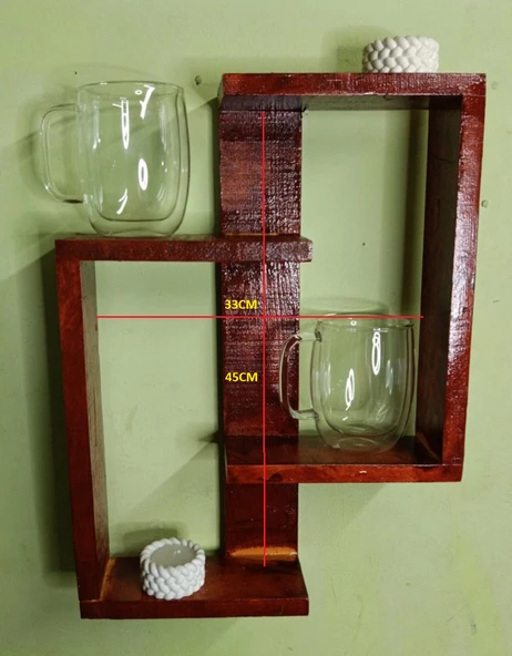 Doğal Ahşap Dekoratif Duvar Rafı ürün görseli 1