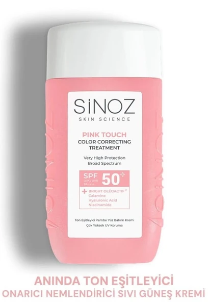Sinoz Pink Touch Ton Eşitleyici Pembe Sıvı Güneş Kremi SPF50+ 50 ML ürün görseli 1