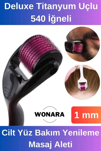Derma Roller Titanyum Uçlu 540 İğneli Cilt Yüz Bakım Yenileme Masaj Aleti 1 mm ürün görseli 1