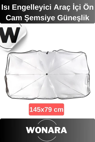 Deluxe UV Koruyucu Titanyum Gümüş Kaplama Dayanıklı Isı Engelleyici Araç İçi Ön Cam Şemsiye Güneşlik ürün görseli 1