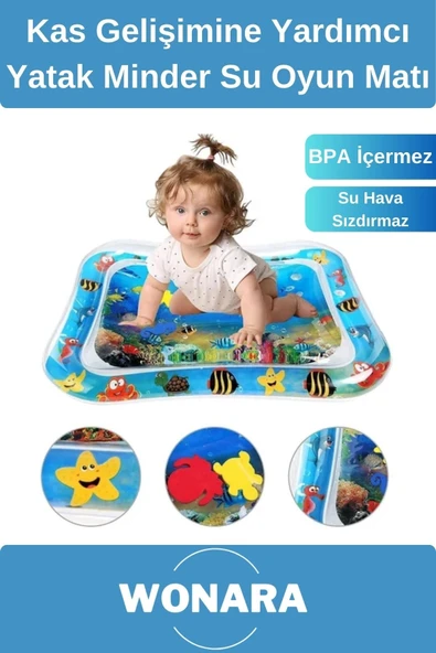 Dayanıklı BPA İçermez Güvenli Eğlenceli Bebek Kas Gelişimine Yardımcı Yatak Minder Su Oyun Matı ürün görseli 1