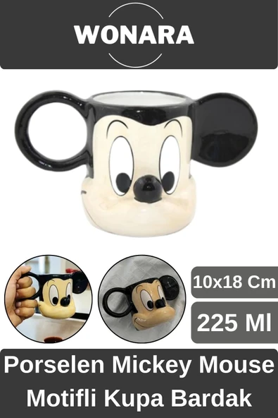 Özel Tasarım Sevgili Arkadaş Şık ve Dekoratif Hediyelik Porselen Mickey Mouse Motifli Kupa Bardak ürün görseli 1