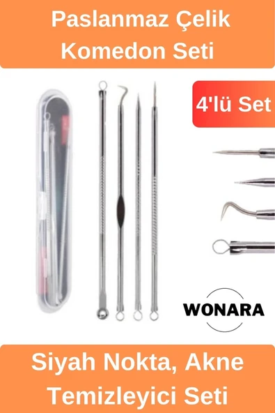 Deluxe Paslanmaz Çelik Cilt Bakım Siyah Nokta Temizleyici Kutulu 4'lü Set ürün görseli 1