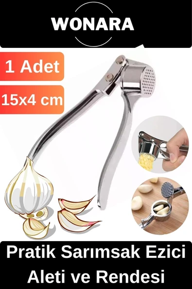 Özel Tasarım Dayanıklı Paslanmaz Çelik Ergonomik Saplı Pratik Sarımsak Ezici Aleti ve Rendesi ürün görseli 1