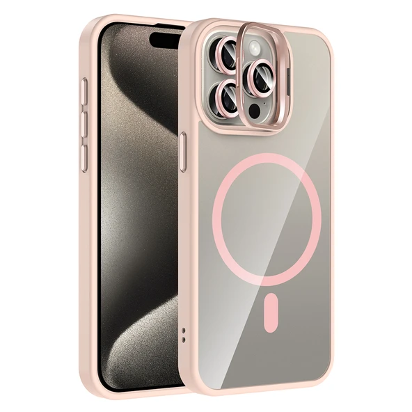 iPhone 15 Pro Kılıf Magsafe Standlı ve Kamera Lens Koruma Hediyeli Etro Kapak ürün görseli 1