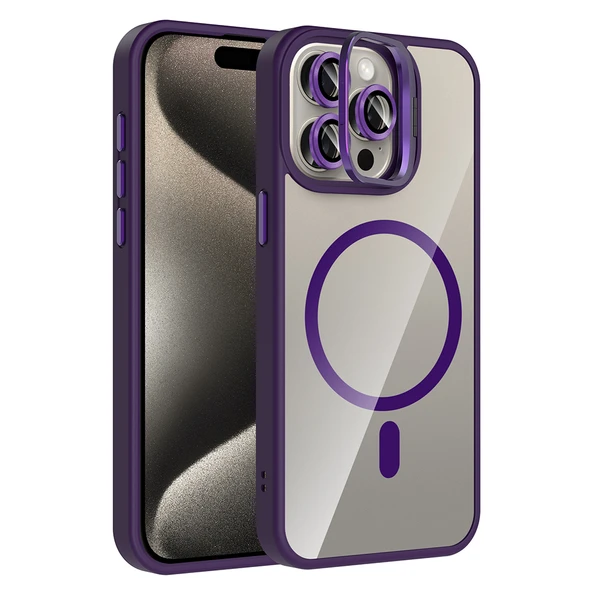 iPhone 15 Pro Max Kılıf Magsafe Standlı ve Kamera Lens Koruma Hediyeli Etro Kapak ürün görseli 1