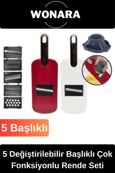 Deluxe 5 Değiştirilebilir Başlıklı Paslanmaz Çelik Çok Fonksiyonlu Sebze Meyve Patates Rende Seti ürün görseli 1
