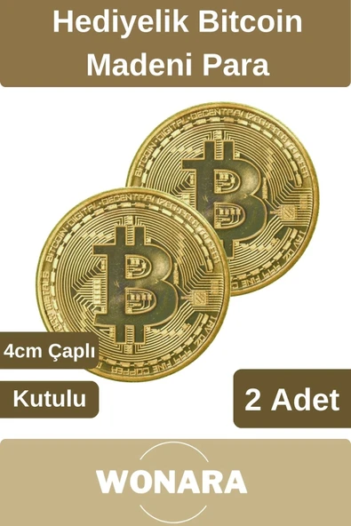 Özel Kutulu Altın Rengi Bitcoin Hatıra Parası Kripto Koleksiyonluk Hediyelik Madeni Para 2 Adet ürün görseli 1