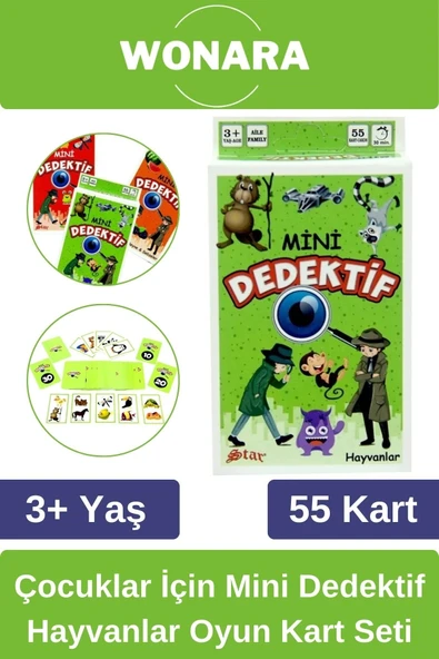 Özel Zeka Geliştirici Eğitici Ailece Çocuklara Eğlenceli Mini Dedektif Hayvanlar Oyun Kart Seti ürün görseli 1