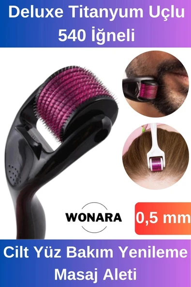 Derma Roller Titanyum Uçlu 540 İğneli Cilt Yüz Bakım Yenileme Masaj Aleti 0,50 mm ürün görseli 1