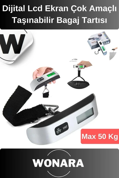 Dijital LCD Ekranlı Hassas Taşınabilir Pratik Seyahat Bagaj Tartısı 50 Kg Kapasiteli Ağırlık Tartı ürün görseli 1