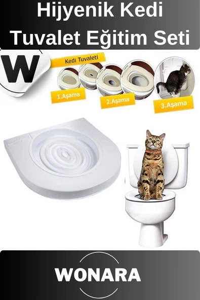 Pratik Yavru Yetişkinler Klozet Alıştırma Kapaklı Kum Kabı Hijyenik Kedi Tuvalet Eğitim Seti ürün görseli 1