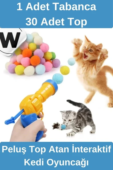 Özel Tasarım Evcil Hayvan Eğlenceli Top Atan Tabancalı Hareketli İnteraktif Kedi Oyuncağı Seti ürün görseli 1