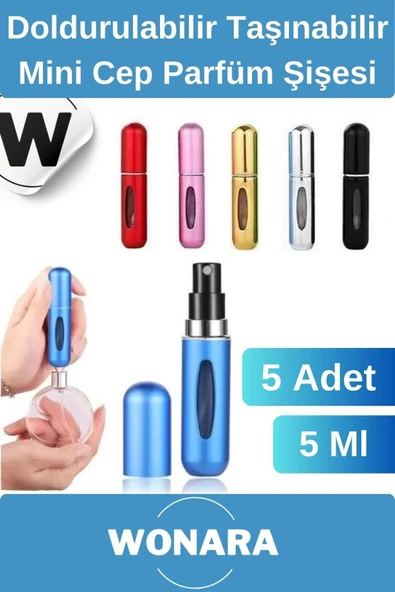 Deluxe Seri Koku Şişesi Doldurulabilir Portatif Çanta İçi Küçük Cep Parfüm Şişesi 5 Ml 5 Adet ürün görseli 1