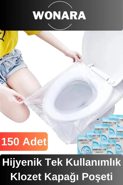 Seyahat ve Toplu Kullanım Alanları İçin Hijyenik Tek Kullanımlık Klozet Kılıf Poşeti 150 Adet ürün görseli 1