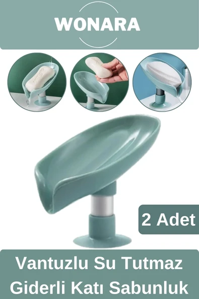 Özel Üretim Pratik Hijyenik Vantuzlu Su Tutmaz Giderli Mutfak Banyo Lavabo Katı Sabunluk 2 Adet ürün görseli 1