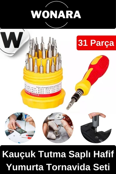 Özel Üretim 31 Parça Çok Amaçlı Metal Başlıklı Kauçuk Tutma Saplı Hafif Yumurta Tornavida Seti ürün görseli 1