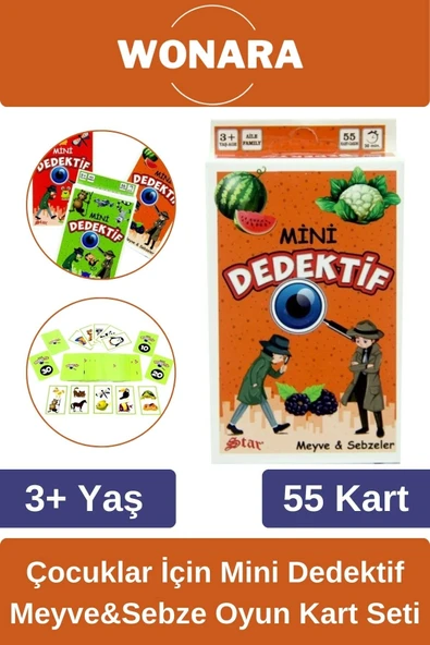 Özel Zeka Geliştirici Eğitici Ailece Çocuklara Eğlenceli Mini Dedektif Meyve&Sebzeler Oyun Kart Seti ürün görseli 1
