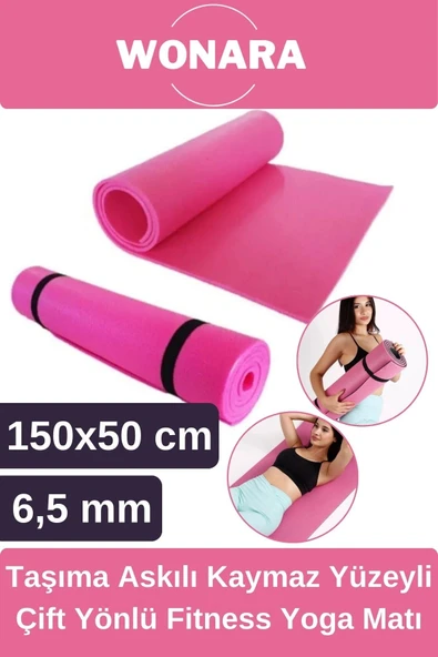 Pratik Taşıma Askılı Kaymaz Yüzeyli Çift Yönlü Fitness Yoga Matı Kamp Çadır Spor Minderi 150x50 Cm ürün görseli 1