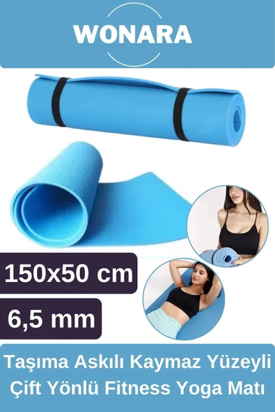 Pratik Taşıma Askılı Kaymaz Yüzeyli Çift Yönlü Fitness Yoga Matı Kamp Çadır Spor Minderi 150x50 Cm ürün görseli 1