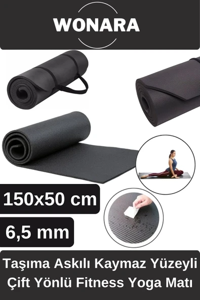 Pratik Taşıma Askılı Kaymaz Yüzeyli Çift Yönlü Fitness Yoga Matı Kamp Çadır Spor Minderi 150x50 Cm ürün görseli 1