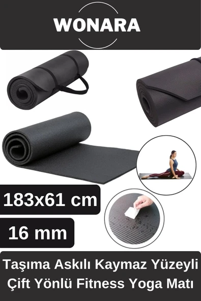 Pratik Taşıma Askılı Kaymaz Yüzeyli Çift Yönlü Fitness Yoga Matı Kamp Çadır Spor Minderi 183x61 Cm ürün görseli 1