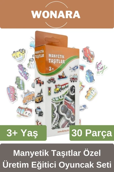 Zeka ve Motor Becerileri Geliştiren Manyetik Taşıtlar 30 Parça Özel Üretim Eğitici Oyuncak Seti ürün görseli 1