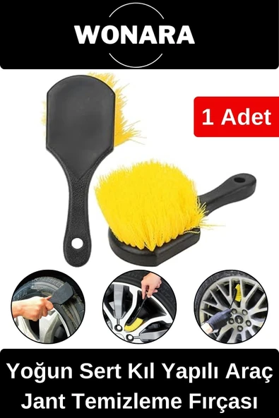 Ergonomik Tutuşlu Motor Bisiklet Uyumlu Güçlü Sert Kıl Yapılı Araç Jant Lastik Temizlik Fırçası ürün görseli 1