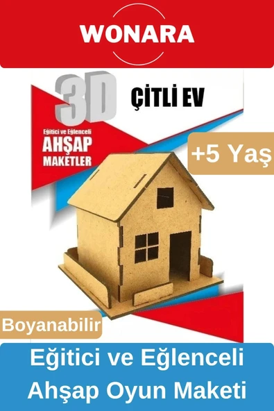 3D Eğitici Zeka Geliştirici Boyanabilir Ahşap Puzzle - Ebeveyn ve Çocuk İçin Demonte Oyun Maketi ürün görseli 1