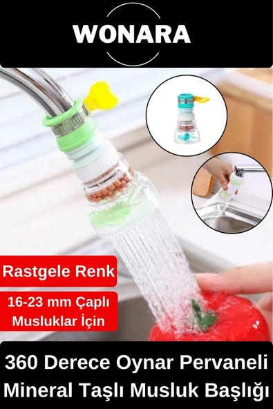 Döner Başlıklı Ekonomik Mineral Filtreli Hareketli Pervane Sistemli Evye Musluk Ucu 360 Derece ürün görseli 1