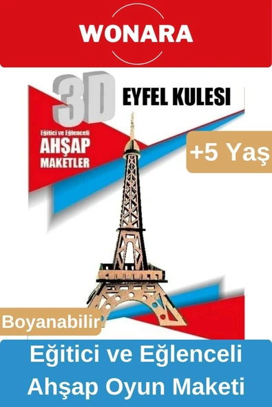 3D Eğitici Zeka Geliştirici Boyanabilir Ahşap Puzzle - Ebeveyn ve Çocuk İçin Demonte Oyun Maketi ürün görseli 1