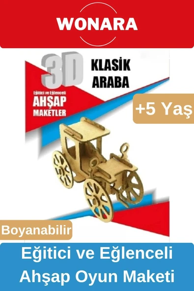 3D Eğitici Zeka Geliştirici Boyanabilir Ahşap Puzzle - Ebeveyn ve Çocuk İçin Demonte Oyun Maketi ürün görseli 1