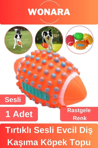 Dayanıklı Etkili Tırtıklı Evcil Hayvan Aksesuarı Sesli Köpek Topu Diş Kaşıma Temizleme Oyuncağı ürün görseli 1